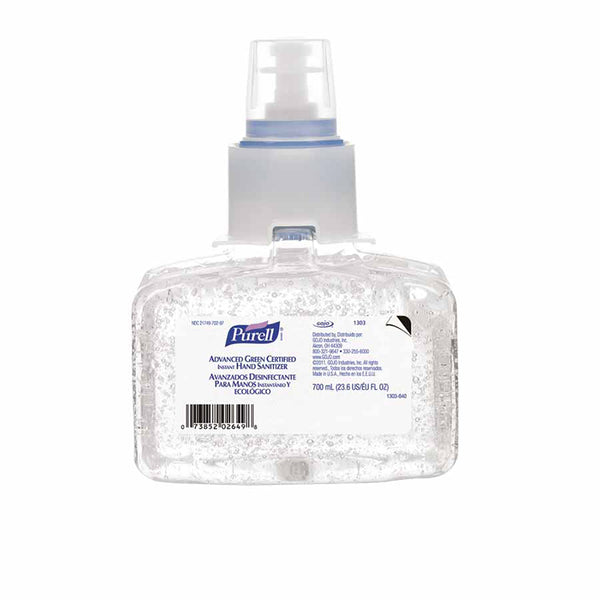 Advanced Hand Sanitizer Green Certified Refill, 700 mL, Alcohol Odor, Gel, for LTX-7 Dispenser 315-1303-03
