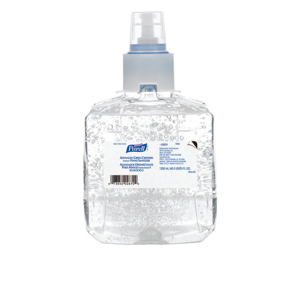Advanced Hand Sanitizer Green Certified Refill, 1200 mL, Alcohol Odor, Gel, for LTX-12 Dispenser 315-1903-02