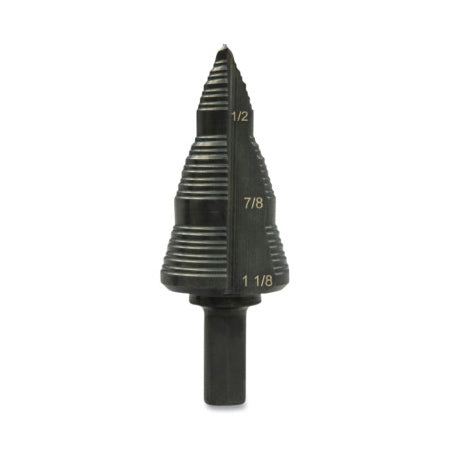 GSB Series Step Bit, 1-1/8 in, 3/16 in to 1/8 in dia Cutting, 3-Step 332-GSB09