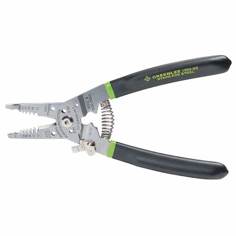 Pro Stainless Wire Stripper/Cutter/Crimper, 10-20 AWG, 6-32/8-32 Bolts, Straight 332-1950-SS