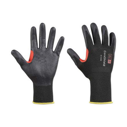 CoreShield A1/A Coated Cut Resistant Gloves, 8/M, Nylon Black Liner, Nitrile Micro-Foam Black Coating, 18 ga 582-21-1518B/8M