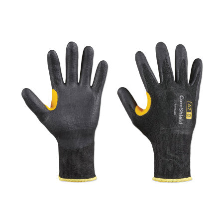 CoreShield A2/B Coated Cut Resistant Gloves, 10/XL, HPPE Black Liner, Nitrile Micro-Foam Black Coating, 13 ga 582-22-7513B/10XL