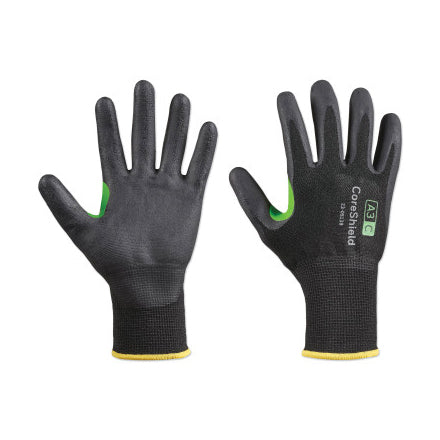 CoreShield A3/C Coated Cut Resistant Gloves, 7/S, HPPE/Basalt Black Liner, Nitrile Micro-Foam Black Coating, 13 ga 582-23-0513B/7S