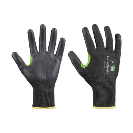 CoreShield A3/C Coated Cut Resistant Gloves, 7/S, HPPE/Basalt Black Liner, Nitrile Micro-Foam Black Coating, 18 ga 582-23-7518B/7S