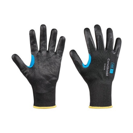 CoreShield A6/F Coated Cut Resistant Gloves, 11/XXL, HPPE/Alloy/Basalt, Smooth Nitrile, 13 ga, Black 582-26-0913B/11XXL