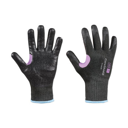CoreShield A9/F Coated Cut Resistant Gloves, 8/M, HPPE/Kevlar/Alloy, Smooth Nitrile, 10 ga, Black 582-29-0910B/8M
