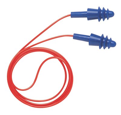 AirSoft Reusable Earplug, Thermoplastic Elastomer, Blue, Corded 154-AS-30R