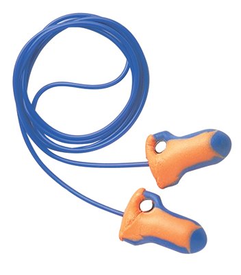 Laser Trak Detectable Earplugs, Foam, Blue/Orange, Corded 154-LT-30