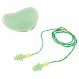 Fusion Multiple-Use Earplug, Thermoplastic Elastomer, Green, Corded 154-FUS30S-HP