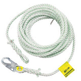 Rope Lanyard, 50 ft, Harness; Anchorage Connection, Locking Snap/Choke-Off Loop 493-198RLS-2-Z7/50FTWH