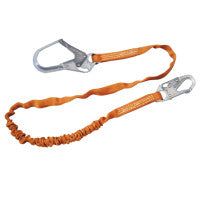 Titan II Stretch Tube Shock-Absorbing Lanyard, Snap/Rebar Hooks, 1 Leg, Orange 493-T5112SS-Z7/6FTAF