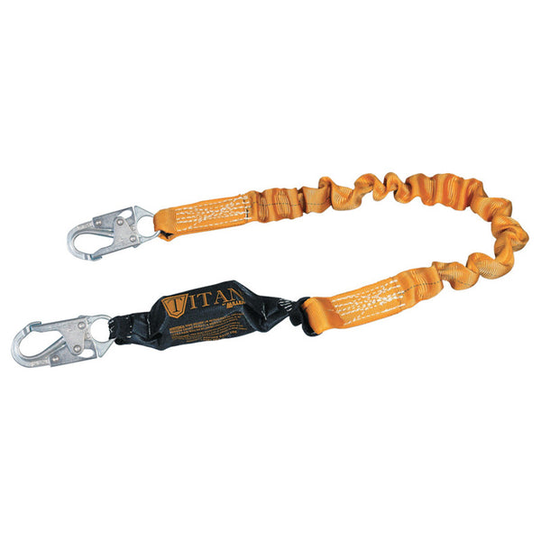 Titan Pack-Type Shock Absorbing Lanyard, Locking Snap Hooks, 1 Leg, Orange 493-T6111-Z7/6FTAF
