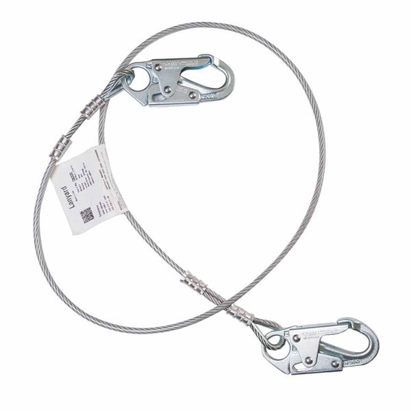 Wire Rope Lanyard, 6 ft, Harness; Anchorage Connection, 310lb Cap, Green 493-207NLS-Z7/6FTV