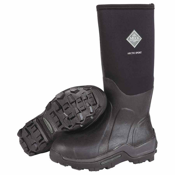 Arctic Sport Safety Toe Boots, Size 9, 15 in H, Neoprene Rubber, Black 617-ASP-STL-BL-090