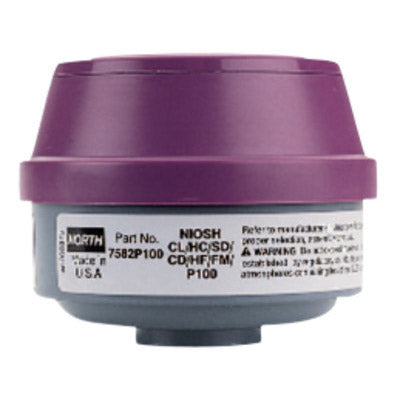 Combination Gas and Vapor Cartridge,White/Magenta, Acid Gas, P100 Filter 068-7582P100L