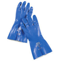 Nitri-Knit Supported Nitrile Gloves, Pinked Cuff, Interlock Lined, Size 8, Blue 068-NK803/8