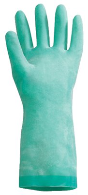 Nitriguard Plus Unsupported Nitrile Glove, Straight, Flocked, 9, Green 068-LA132G/9