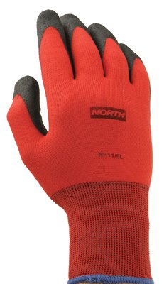NorthFlex Red NF11 Foam PVC Fingers/Palm Coated Gloves, X-Large, Red 068-NF11/10XL