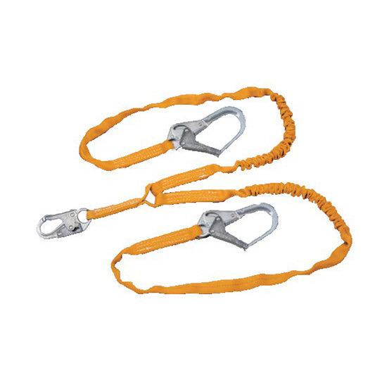 Titan II Stretch Tubular Built-In Shock Absorbing Lanyard, 6 ft L, Snap Hook, 310 lb cap, 2 legs, Orange 493-T5122SS-Z7/6FTAF