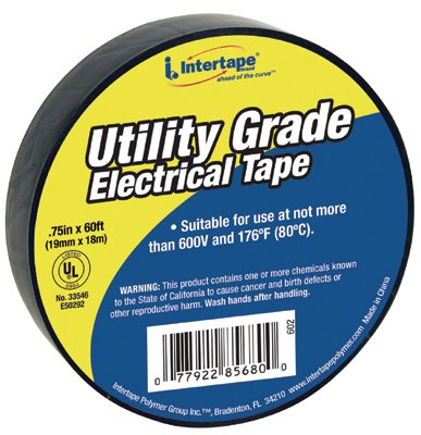 General Purpose Vinyl Electrical Tape, 60 ft x 3/4 in, Black 761-602