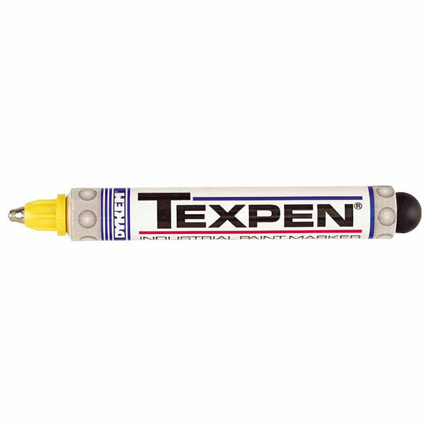 TEXPEN Industrial Steel Ball Tip Paint Marker, Yellow, 3/32 in, Medium 253-16063