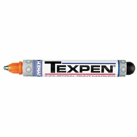 TEXPEN Industrial Steel Ball Tip Paint Marker, Orange, 3/32 in, Medium 253-16103