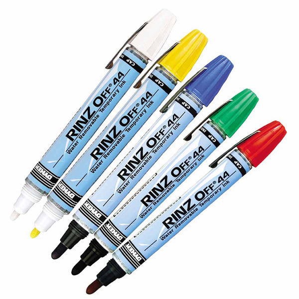 RINZ OFF Water Removable Temporary Marker, Yellow, Broad Threaded Cap 253-44757