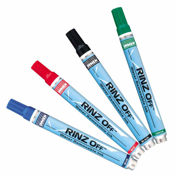 RINZ OFF Water Removable Temporary Marker, Black, Medium, Threaded Cap 253-91109