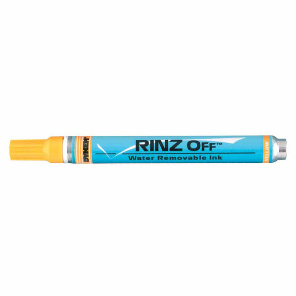 RINZ OFF Water Removable Temporary Marker, Yellow, Medium Tip 253-91757