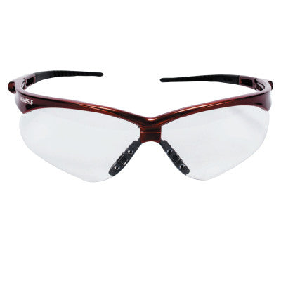 V30 Nemesis Safety Glasses, Clear, Polycarbonate Lens, Anti-Fog, Red Frame/Temples, Nylon 412-47378