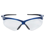 V30 Nemesis Safety Glasses, Clear, Polycarbonate Lens, Anti-Fog, Metallic Blue Frame/Black Temples, Nylon 412-47384