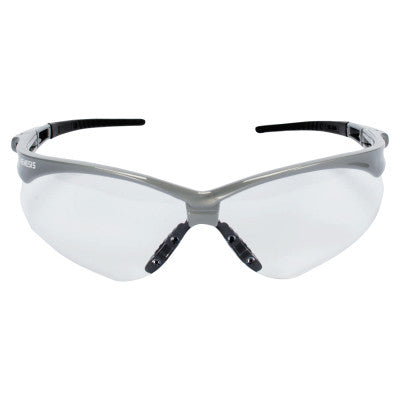 V30 Nemesis Safety Glasses, Clear, Polycarbonate Lens, Anti-Fog, Silver Frame/Black Temples, Nylon 412-47388