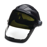 QUAD 500 Premium Multi-Purpose Face Shield, Ratcheting, AF/Clear/Shade 5 IR, 9 in H x 12-1/4 in W 138-14230
