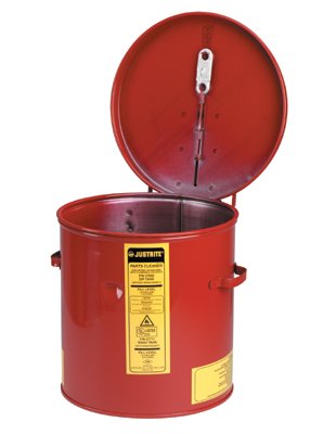 Dip Tank for Cleaning Parts, Manual Cover with Fusible Link, 10 in H x 9.375 in dia Outer, 2 gal, Steel, Red 400-27602