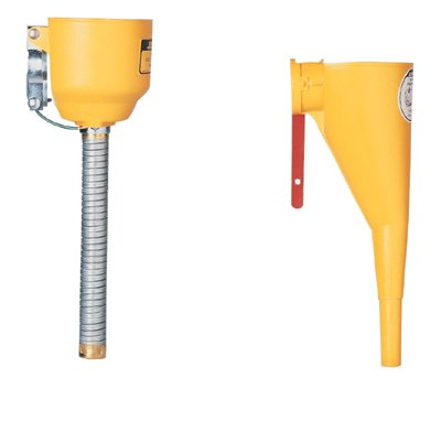 Funnel Attachment for Type I Steel Safety Cans, Funnel/Hose, Yellow/Gray, Polyethylene Funnel/Steel Hose, Bolt-On 400-11089