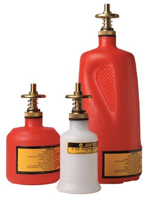 Nonmetallic Dispensing Can, 8 oz, Polyethylene, Red, Brass Valve 400-14004