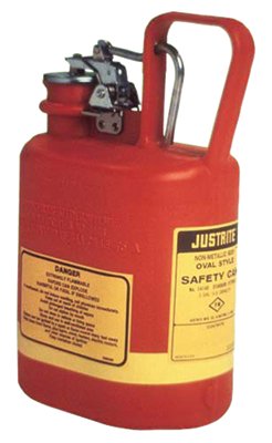 Oval Nonmetallic Type l Safety Cans for Flammables, 1 gal, Red, Stainless Steel 400-14160