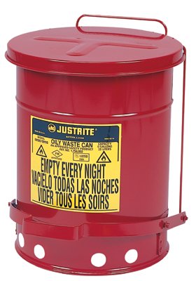 Red Oily Waste Can, 6 Gal, Foot Operated Cover 400-09100