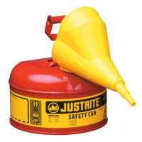 Type l Steel Safety Can, Gas, 1 gal, Red, Includes Poly Funnel/SS Flame Arrestor/Swinging Handle 400-7110110