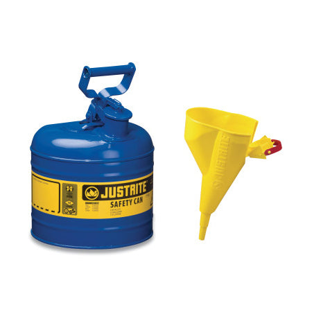 Type I Steel Safety Can, Kerosene, 2 gal, Blue, with Funnel 400-7120310