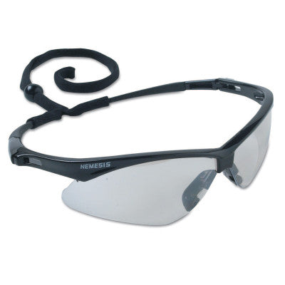 V30 Nemesis Safety Glasses, Indoor/Outdoor, Polycarbonate Lens, Uncoated, Black Frame/Temple, Nylon 412-25685