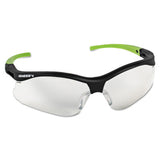 V30 Nemesis Safety Glasses, Indoor/Outdoor, Polycarbonate Lens, Uncoated, Black Frame/Green Temples, Nylon, Small 412-38480