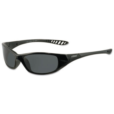 V40 Hellraiser Safety Glasses, Smoke Polycarbonate Lens, Uncoated, Black, Nylon 412-25714