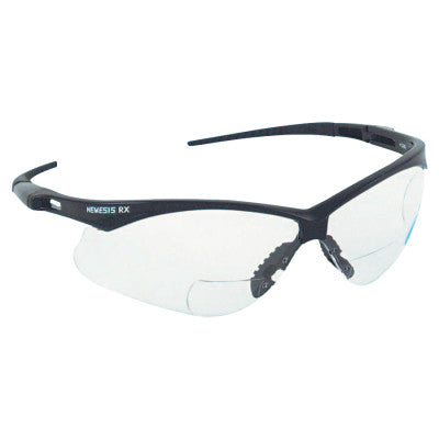 V60 Nemesis Rx Readers Prescription Safety Glasses, Clear, Polycarbonate Scratch-Resistant Lens, Black Frame/Temples, +1.5 412-28621