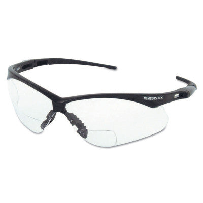 V60 Nemesis Rx Readers Prescription Safety Glasses, Clear, Polycarbonate Scratch-Resistant Lens, Black Frame/Temples, +2.5 412-28627