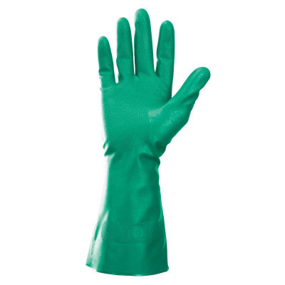 G80 Nitrile Chemical Resistant Gloves, Gauntlet Cuff, Flock, Large, Green 412-94447
