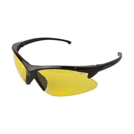 V60 30-06 Rx Readers Prescription Safety Glasses, Amber Polycarbonate Lens, Hardcoated, Black, Nylon, +2.0 412-19894