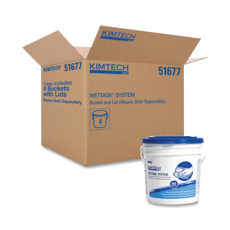 WetTask Wiping System - Bucket with Lid Only, Polyethylene, White/Blue 412-51677