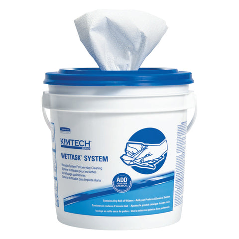 Kimtech Prep Wipes for the WetTask Wiping System, White, 6 in W x 12 in L, 95 Sheets/Roll, Free Bucket, Hydroknit Cloth 412-06001