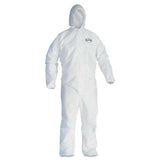 KleenGuard A30 Coveralll, Zipper Front, Elastic Back, Wrist and Ankles, Hood, White, Large 412-46113